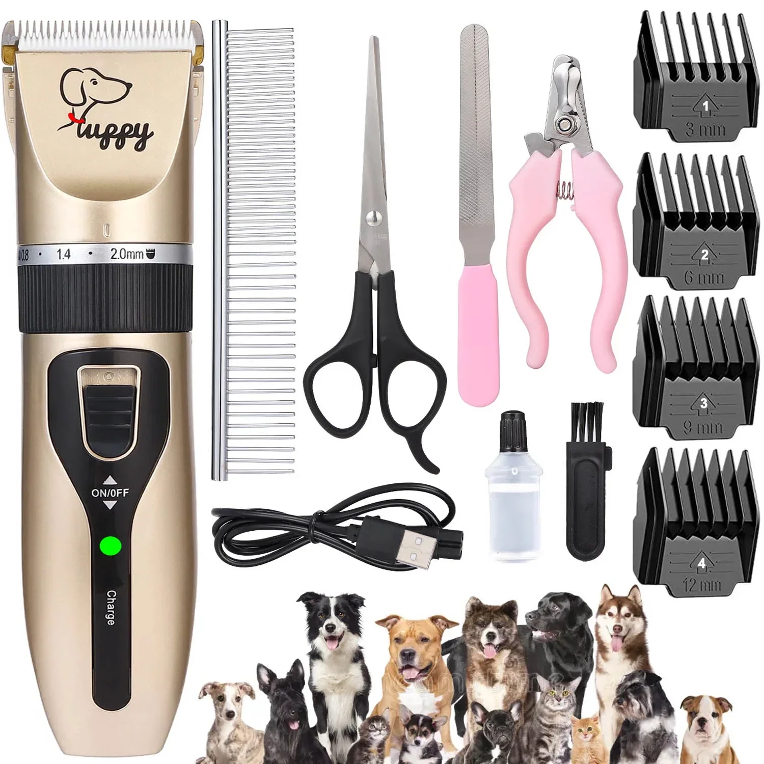Niuta Low Noise Cordless Dog Grooming Kit, Hair Clippers for Children, Animals, Dogs