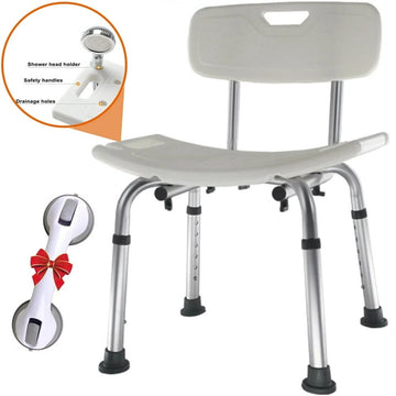 Shower Chair, Adjustable Heights Stool with Suction Feet,Shower Seat for Inside Shower or Tub,Shower Bench Bath Chair Seat with Shower Handle