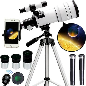 Telescope for Adults & Kids, 70mm Aperture Refractor (15X-150X) Portable Telescope for Astronomy Beginners, Travel Telescopes with Carry Bag, Phone Adapter and Adjustable Tripod