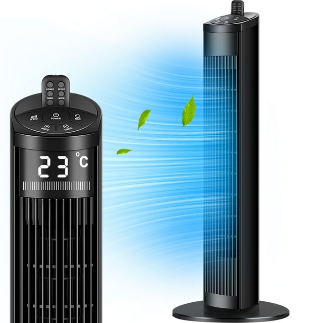 Tower Fan, 36" Quiet Floor Fans, 3-Speed, 15H Timer, LED Display, Oscillating Portable Standing Fans for Home, Bedroom & Office
