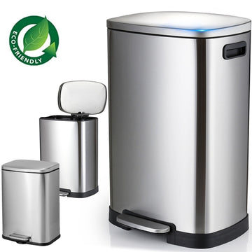 Trash Can，13.2 Gallon 50 L Kitchen Trash Can with 2 Pcs 6L Small Trashcan，Rectangular High-Capacity Stainless Steel Waste Bin，Kitchen Step Trash  Cans with Lid for Kitchen Home Office