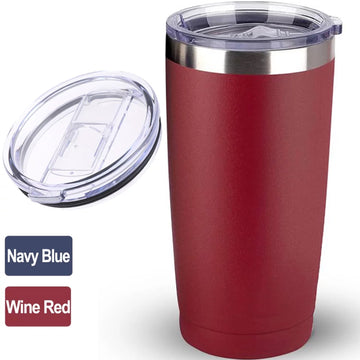 Tumbler with Lid , 20oz Stainless Steel Vacuum Insulated Double Wall Travel Tumbler, Durable Insulated Coffee Mug, Thermal Cup with Splash Proof Sliding Lid( Wine Red)