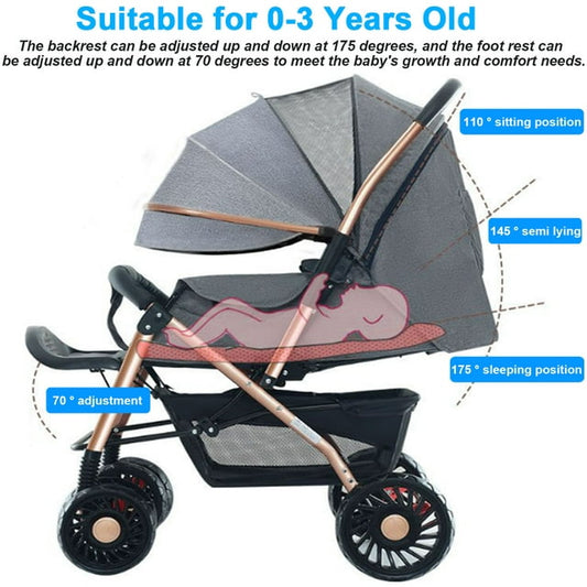 Baby Stroller,Pushchair Stroller with Organizer Bag,Folding Travel System Stroller & Bassinet Stroller