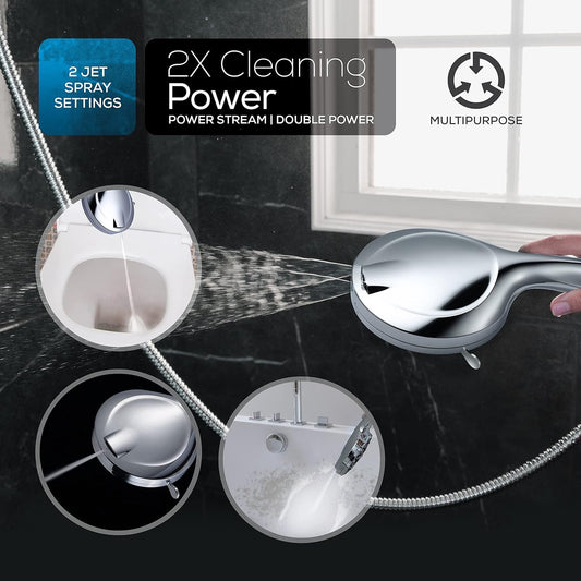 Shower Head,10 Spray Setting High Pressure - Handheld with Stainless Steel Hose & Bracket
